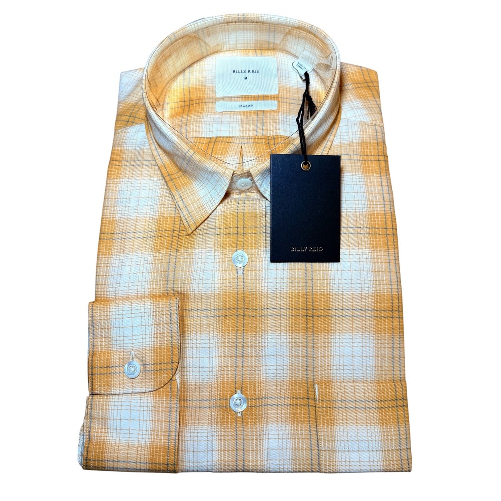 Billy Reid Mens M Cypress Shirt Wheat Bold Shadow Plaid Cotton NWT Long Sleeve